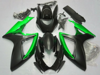 2006-2007 Noir Mat & Vert Suzuki GSXR 600-750 Carénage Moto