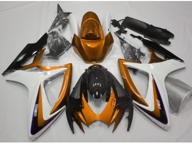 2006-2007 Orange & Blanc Débadgé Suzuki GSXR 600-750 Carénage Moto