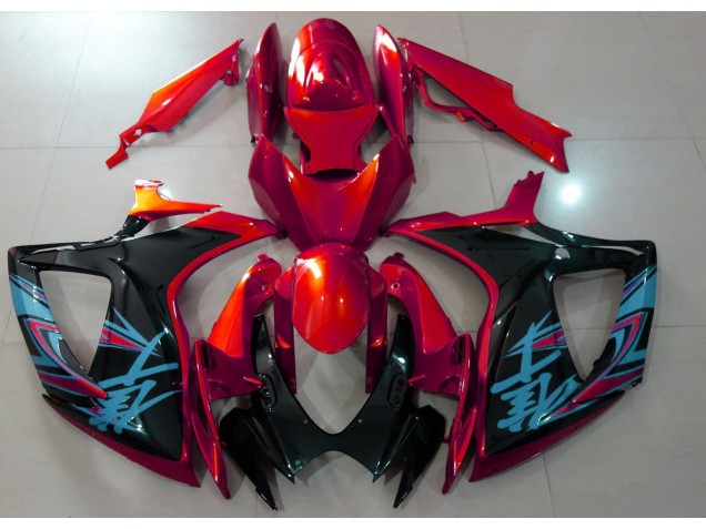 2006-2007 Rouge Brillant & Noir Suzuki GSXR 600-750 Carénage Moto 2006-2007 Rouge Brillant & Noir Suzuki GSXR 600-750 Carénage Moto