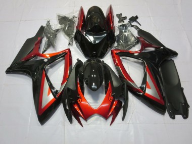 2006-2007 Rouge Foncé Noir Suzuki GSXR 600-750 Carénage Moto