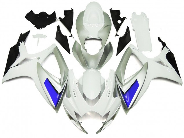 2006-2007 Style Argenté Blanc & Bleu Brillant Suzuki GSXR 600-750 Carénage Moto 2006-2007 Style Argenté Blanc & Bleu Brillant Suzuki GSXR 600-750 Carénage Moto