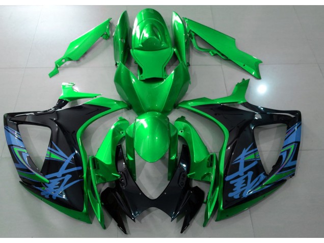 2006-2007 Vert Brillant & Noir Suzuki GSXR 600-750 Carénage Moto 2006-2007 Vert Brillant & Noir Suzuki GSXR 600-750 Carénage Moto