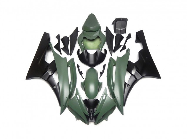 2006-2007 Vert Mat & Noir Personnalisés Yamaha R6 Carénage Moto