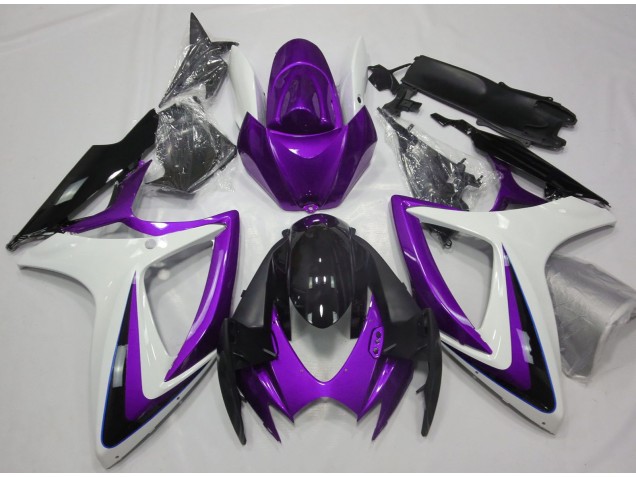 2006-2007 Violet & Blanc Débadgé Suzuki GSXR 600-750 Carénage Moto 2006-2007 Violet & Blanc Débadgé Suzuki GSXR 600-750 Carénage Moto