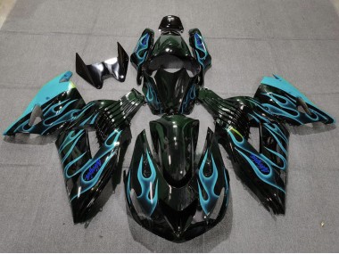 2006-2011 Bleu Clair Flamme Kawasaki ZX14R Carénage Moto