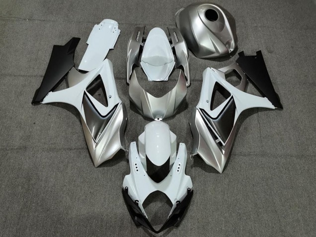 2007-2008 Argent Blanc Personnalisé Avec Noir Suzuki GSXR 1000 Carénage Moto 2007-2008 Argent Blanc Personnalisé Avec Noir Suzuki GSXR 1000 Carénage Moto