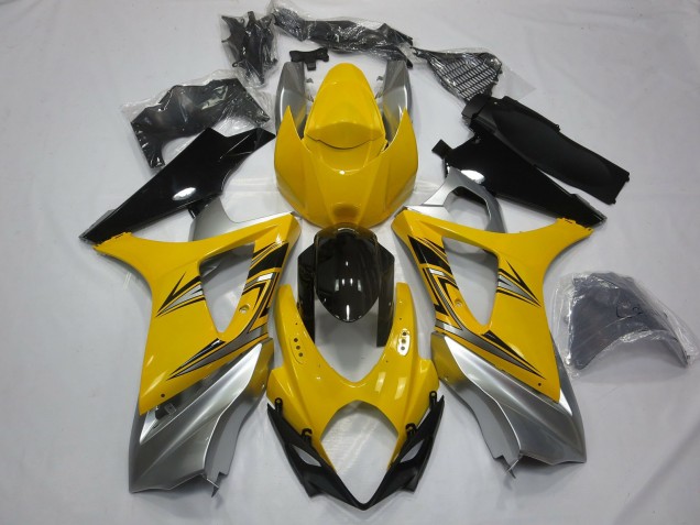 2007-2008 Argent Jaune Suzuki GSXR 1000 Carénage Moto 2007-2008 Argent Jaune Suzuki GSXR 1000 Carénage Moto