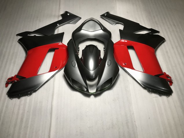 2007-2008 Argent Métallisé Avec Rouge Kawasaki ZX6R Carénage Moto 2007-2008 Argent Métallisé Avec Rouge Kawasaki ZX6R Carénage Moto