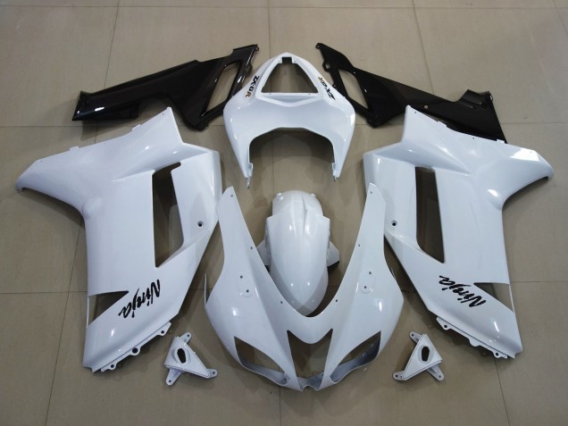 2007-2008 Blanc Brillant Kawasaki ZX6R Carénage Moto 2007-2008 Blanc Brillant Kawasaki ZX6R Carénage Moto