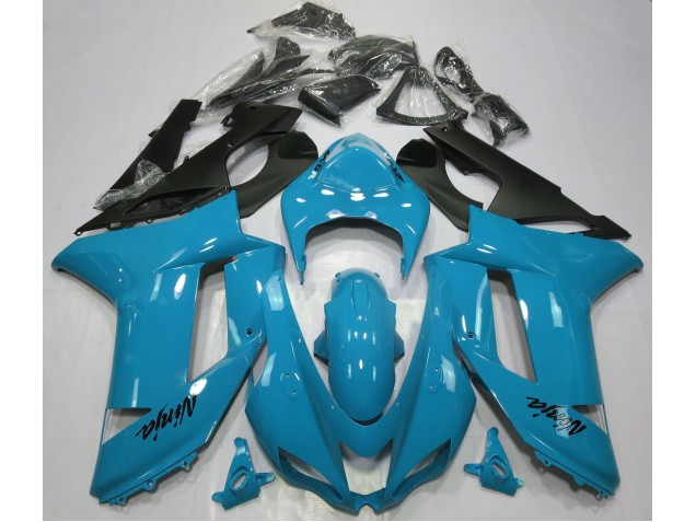 2007-2008 Bleu Clair Brillant Kawasaki ZX6R Carénage Moto