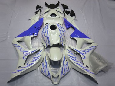 2007-2008 Bleu Flamme Sur Blanc Honda CBR600RR Carénage Moto