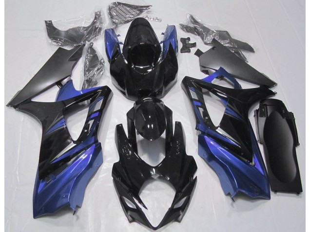 2007-2008 Noir Brillant & Bleu Suzuki GSXR 1000 Carénage Moto