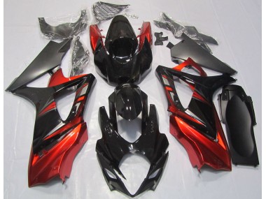 2007-2008 Noir Brillant & Rouge Suzuki GSXR 1000 Carénage Moto