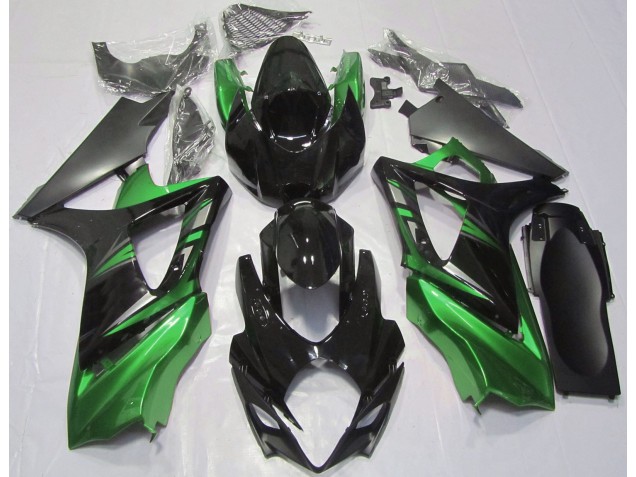 2007-2008 Noir Brillant & Vert Suzuki GSXR 1000 Carénage Moto