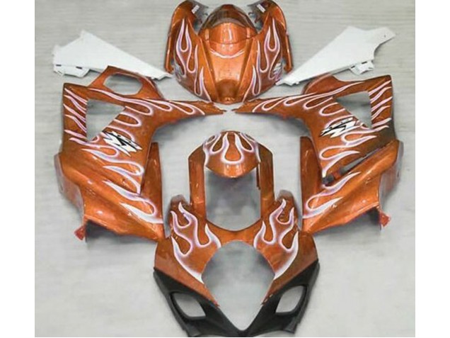 2007-2008 Orange Brillant & Blanc Flamme Suzuki GSXR 1000 Carénage Moto 2007-2008 Orange Brillant & Blanc Flamme Suzuki GSXR 1000 Carénage Moto