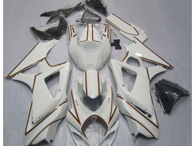 2007-2008 Rayure Épingle Orange Blanc Brillant Suzuki GSXR 1000 Carénage Moto
