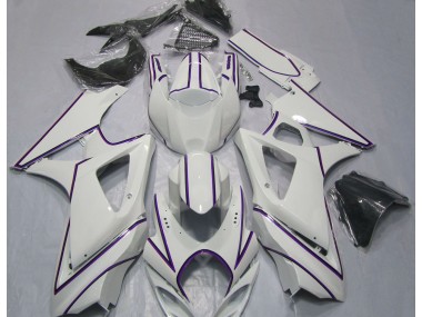 2007-2008 Rayure Épingle Violet Blanc Brillant Suzuki GSXR 1000 Carénage Moto