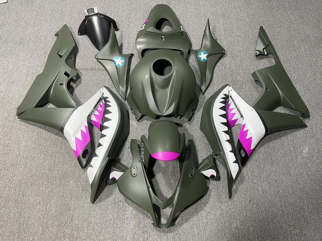 2007-2008 Requin Vert Mat & Rose Honda CBR600RR Carénage Moto 2007-2008 Requin Vert Mat & Rose Honda CBR600RR Carénage Moto