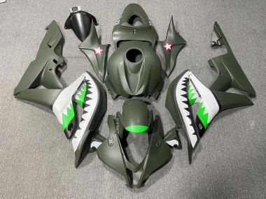2007-2008 Requin Vert Mat & Vert Clair Honda CBR600RR Carénage Moto