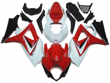 2007-2008 Rouge Brillant Avec Style Blanc OEM Suzuki GSXR 1000 Carénage Moto