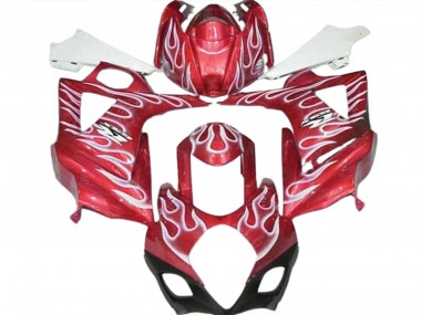 2007-2008 Rouge Brillant & Blanc Flamme Suzuki GSXR 1000 Carénage Moto