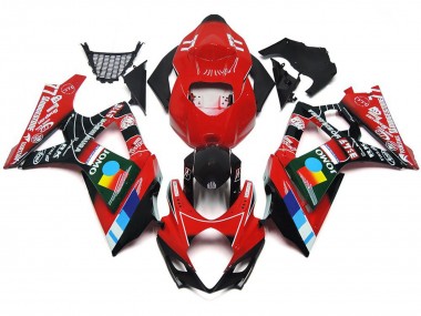 2007-2008 Rouge Brillant Multicolore Suzuki GSXR 1000 Carénage Moto