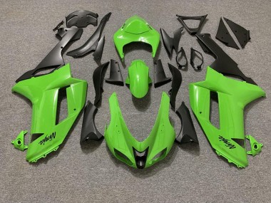 2007-2008 Vert Brillant & Noir Mat Kawasaki ZX6R Carénage Moto