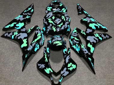 2007-2008 Vert & Gris Camouflage Honda CBR600RR Carénage Moto