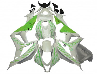 2007-2008 Vert Lime Flamme Sur Blanc Honda CBR600RR Carénage Moto