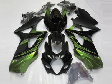 2007-2008 Vert Électrique & Noir Brillant Suzuki GSXR 1000 Carénage Moto