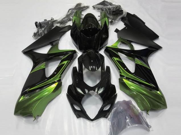 2007-2008 Vert Électrique & Noir Brillant Suzuki GSXR 1000 Carénage Moto