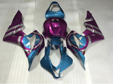 2007-2008 Violet & Bleu Clair Captain America Honda CBR600RR Carénage Moto