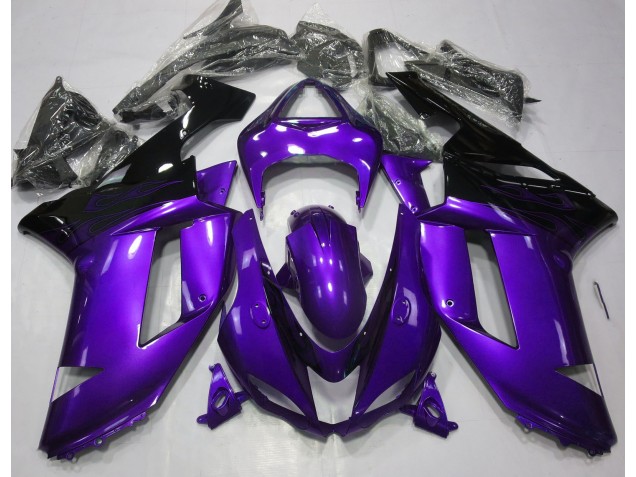 2007-2008 Violet Brillant & Noir Kawasaki ZX6R Carénage Moto