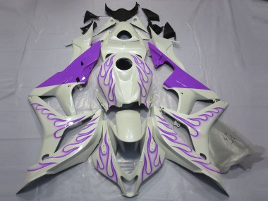 2007-2008 Violet Flamme Sur Blanc Honda CBR600RR Carénage Moto