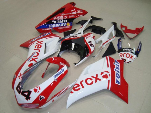 2007-2014 Blanc Xerox Ducati 848 1098 1198 Carénage Moto 2007-2014 Blanc Xerox Ducati 848 1098 1198 Carénage Moto