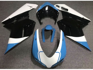 2007-2014 Bleu Clair Brillant Blanc & Noir Ducati 848 1098 1198 Carénage Moto