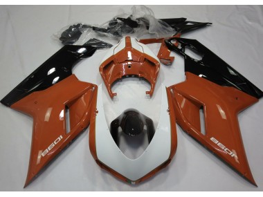 2007-2014 Orange Brillant & Blanc Ducati 848 1098 1198 Carénage Moto