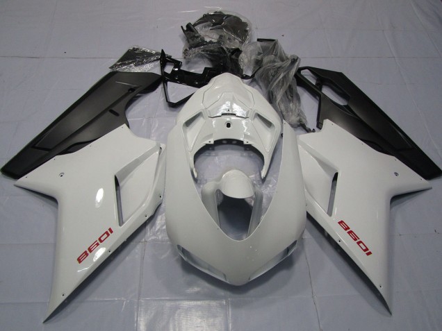 2007-2014 Rouge Blanc & Noir Mat Ducati 848 1098 1198 Carénage Moto