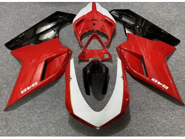 2007-2014 Rouge Brillant & Blanc (Autocollant 848) Ducati 848 1098 1198 Carénage Moto