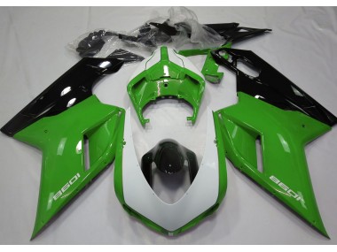 2007-2014 Vert Brillant & Blanc Ducati 848 1098 1198 Carénage Moto