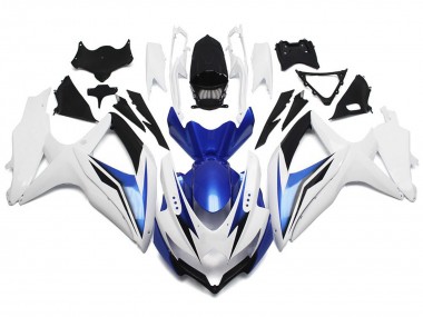 2008-2010 Blanc Brillant Avec Argent & Bleu Suzuki GSXR 600-750 Carénage Moto