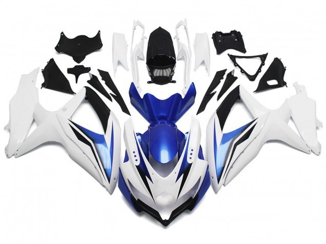 2008-2010 Blanc Brillant Avec Argent & Bleu Suzuki GSXR 600-750 Carénage Moto