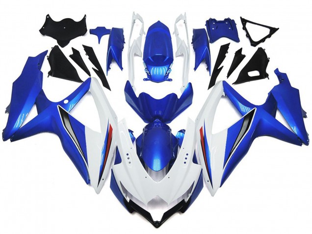 2008-2010 Blanc Brillant Brillant Avec Argent & Bleu Suzuki GSXR 600-750 Carénage Moto 2008-2010 Blanc Brillant Brillant Avec Argent & Bleu Suzuki GSXR 600-750 Carénage Moto