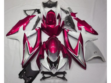 2008-2010 Rouge Brillant & Blanc Suzuki GSXR 600-750 Carénage Moto