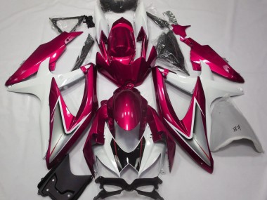 2008-2010 Rouge Brillant & Blanc Suzuki GSXR 600-750 Carénage Moto