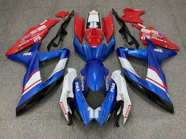 2008-2010 Style Personnalisé Brillant Rouge Bleu & Blanc Suzuki GSXR 600-750 Carénage Moto