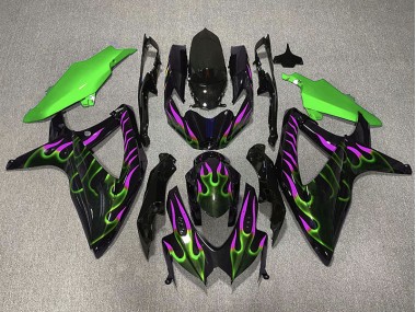 2008-2010 Vert & Magenta Flamme Suzuki GSXR 600-750 Carénage Moto