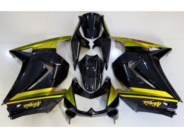 2008-2012 Noir Brillant & Jaune Kawasaki Ninja 250 Carénage Moto