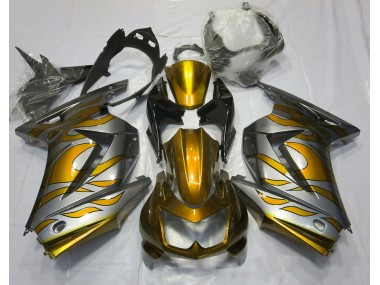 2008-2012 Or & Argent Flamme Kawasaki Ninja 250 Carénage Moto