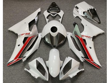 2008-2016 Blanc Brillant Argent & Rouge Yamaha R6 Carénage Moto